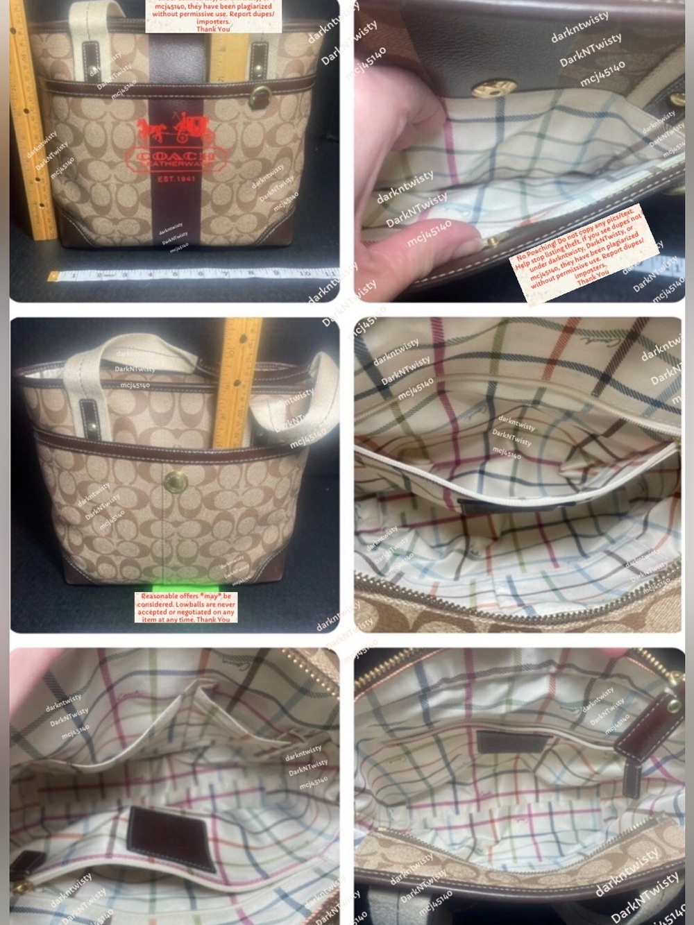 Coach Signature Heritage Stage Coach Carriage Tote FABULOUS - Picture 5 of 16